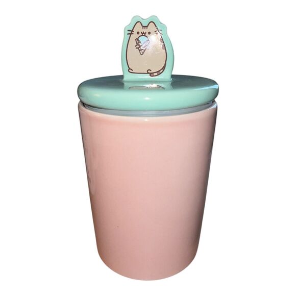 Pusheen Ceramic Eat Dessert First Cookie Jar NWT Pink 24 Oz - Picture 5 of 6